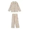 Pijama de Coral Fleece para Mujer Otoño e Invierno Engrosado con Plus de Terciopelo Conjunto Rayado de Franela Ropa para el Hogar Tacto de Alta Gama Venta al por Mayor Transfronteriza