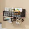 Estante de almacenamiento de pared para dormitorio de estudiantes, estante colgante adhesivo para dormitorio, organizador de pared para mesita de noche/sobre cama, cesta colgante sin perforaciones