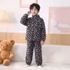 Nuevo conjunto de dos piezas para otoño e invierno para niños y niñas, con un cárdigan con cremallera y un conjunto de ropa de estar por casa de forro polar, engrosado, cálido y con cuello alto.