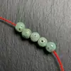 Cuentas Redondas Huecas de Jade Natural Grado A con Patrón de Moneda de Cobre Verde Frijol, Cuentas Sueltas para Pulseras y Collares, Accesorios de Jade