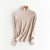 Suéter térmico de lana de cuello alto, top de punto liso de manga larga simple, nuevo top ajustado para otoño e invierno
