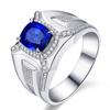 Anillo Agresivo Imitación Diamante Completo Zafiro Natural para Hombre Anillo de Tesoro Color Diamante Zircón Azul Oro de 18K para Hombre