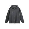 Yidao Roupas Vintage 2026 Outono Novo Estilo Americano Tendência Simples Cor Sólida Zíper Duplo Cardigan Canelado Suéter com Capuz para Homens