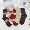 Calcetines Navideños Europeos y Americanos para Mujer, Calcetines de Media Pantorrilla, Lindos Calcetines Retro de Seda Dorada con Alces de Felpa, Calcetines Gruesos para Dormir