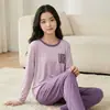 Verano Nuevo Estilo Unisex Infantil Ligero Transpirable Ropa de Casa 2026 Adolescente Lyocell Manga Larga Pantalón Largo Conjunto de Dos Piezas