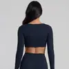Ropa de Yoga Personalizada de Manga Larga Ajustada Sensación Nude Top Deportivo para Correr Camiseta de Manga Larga Ajustada de Secado Rápido