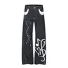 Comercio Exterior Americano Nicho Otoño Tendencia Marca Diseño Sensación Gama Alta Holgado Recto Casual Pierna Ancha Pantalones Largos Jeans Hombre