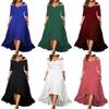 Comercio exterior transfronterizo nuevo vestido europeo y americano sexy de color sólido con hombros descubiertos y falda amplia 2023 Verano vestido de talla grande para mujer