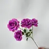 4 cabezas rosas corola luz de lujo decoración del hogar boda decoración de boda flor de simulación flor de utilería de fotografía de alta gama