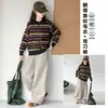 Conjunto de Dos Piezas para Niñas Otoño 2026 Nuevo Suéter de Punto Rayado y Pantalones, Conjunto Holgado y Versátil Adelgazante