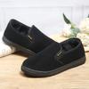 3153 Sapatos Casuais de Tecido Old Beijing de Algodão, Antiderrapantes, Resistentes ao Desgaste, Forrados com Lã, Mocassins Pretos com Solado de Tendão de Boi, Respiráveis e Duráveis para o Papai