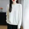 Suéter de Algodón Puro de Manga Larga Estilo Nuevo Primavera 26, Camiseta Básica de Punto de Cuello Semi Alto, Top Elegante y Versátil para Mujer