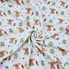 Tela de hilo de doble capa crepé para ropa de bebé y niño, pijamas de tela con estampado de dibujos animados de oso y cereza, gasa de algodón de doble capa