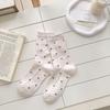 Meias Femininas de Cano Médio Estilo Francês Retrô com Laço Estilo Ins Coreano Micro-Pressão Versáteis para Roupas de Exterior Meias Arrastão Sem Costura