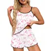 Europa Transfronteiriça temu Comércio Exterior 2026 Verão Seda de Leite Alça Espaguete Pijama Feminino Roupa de Casa Venda Direta da Fábrica Atacado