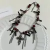 Collar de Cadena Metálica con Cuentas y Borla de Corazón, Dulce y Fresco, Estilo Punk Nicho, Cadena para Clavícula, Moderno, para Mujer