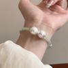 Pulseira Aberta Geométrica Casual Retrô de Vidro com Miçangas e Imitação de Pérola Moda Nicho Elegante de Alto Nível Joia de Mão para Mulheres
