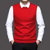 Chaleco de punto para hombre, camiseta básica para hombre, tejido sin mangas de cuello en V ajustado para negocios, chaleco para hombre, suministro directo de fábrica