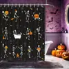 Cortina de ducha para baño, diseño de calavera y calabaza temática de Halloween, material de poliéster grueso, impresión digital, personalizable con tu propia imagen