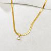 L288 Joyería de Acero Inoxidable Collar Cuadrado Redondo de Zirconia para Mujer Cadena Simple de Eslabones Cadena de Hueso de Serpiente Cadena para Clavícula Ins