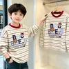 Camiseta básica de rayas para niño, nuevo modelo primavera y otoño 2026, camiseta de manga larga 100% algodón para niños, camiseta interior para niños mayores, camiseta de moda estilo callejero