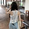 Chaleco Retro Estilo Americano con Estampado de Mariposas Pura Pasión Estilo Spice Girl Prenda Exterior Superior con Almohadilla en el Pecho Cubriendo Paramilis Anti-Brillo Espalda Hermosa