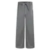 Preto Laço na Cintura Drapeado Terno Calça Wide Leg Fenda Lateral Cintura Alta Solta Perna Reta Calça Longa Homens Mulheres