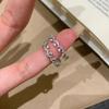Plata de Ley S925 Mismo Estilo Estrellas Tejido Anillo de Encaje Ligero para Mujer Nicho Lujo Ligero Anillo de Dedo de Alta Gama Pulsera Moderna Versátil