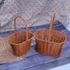 Cesta portátil de Rattan Cesta trançada de Rattan ferro vintage arranjo de flores pastoril cesta portátil de flores cesta trançada