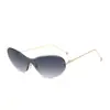 Óculos de Sol Circulares de Borda Cortada Novo Estilo Transfronteiriços, Óculos de Sol Decorativos Fashion Hip-Hop, Óculos de Sol de Peça Única Estilo Igual para Homens e Mulheres 2383