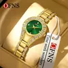 Reloj para Mujer Oufani Incrustado de Diamantes, Elegante, Retro, Personalizado, Reloj de Cuarzo con Patrón de Sol, Sencillo, Resistente al Agua, Reloj de Lujo Ligero