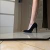 Zapatos de Tacón Alto para Mujer, Nuevo Estilo Verano 2026, Tacón de Aguja Negro Punta Fina Boca Baja, Zapatos de Etiqueta Trendy Sexy Elegantes para Estudiante