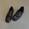 Mocassins Retrô com Franjas para Mulheres, Bico Quadrado, Slip-on, Estilo Britânico, Rasteirinhas de Corte Profundo