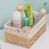 Cesta pequeña cesta para macetas de flor de ratán cesta tejida de bambú exquisita cesta de almacenamiento de escritorio para aperitivos cosméticos llaves cesta de almacenamiento