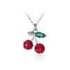 925 Banhado a Prata Diamante Vermelho Cereja Pingente Colar Clavícula Feminina Cadeia Bonito Estilo Coreano Cool ins Elegante All-Match