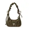 Bolsa Feminina de Ombro Único/Axila Design de Nicho Francês Popular Transfronteiriça 2025 Nova Bolsa Meia-Lua Plissada Bolsa de Textura para o Dia a Dia