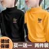 Y2120# Camiseta Masculina de Veludo Dupla Face Gola Semi-alta Camisa Base Nova Outono/Inverno Camiseta Masculina de Manga Longa