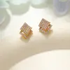 Pendientes Cuadrados Geométricos con Tachuelas de Diamante de Estilo Nuevo Europeo y Americano para Mujer, Lujo Ligero, Gama Alta, Versátiles, Elegantes, Joyería de Oreja de Nicho
