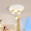 Lámpara de Dormitorio Estilo Crema Cálido Lámpara de Techo de Resina Bola Colgante Creativa de Corona Dormitorio Principal Habitación Infantil Lámpara de Protección Ocular
