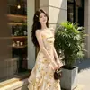 Vestido Estampado con Volantes Estilo Francés, Romántico, Cálido, Hermoso y Falda de Cola de Pescado Irregular Romántica