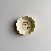Plato cerámico color crema oso de dibujos animados conejo plato para salsas dumpling sushi plato de vinagre tamaño pequeño plato para mojar