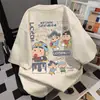 Camiseta Divertida com Estampa de Desenho Animado Crayon Shin-Chan de Manga Curta para Mulheres no Verão, Roupas Soltas, Casuais, Slim e Versáteis