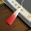 12cm cor degradê borla seção de borla tingida seda gelada pingente de leque marcador de página pingente de borla estilo antigo acessórios de abotoadura hanfu