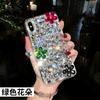 Funda para Teléfono Móvil de Manzana con Flor de Pedrería 14/15 para Mujer Creativa iphone12 Silicona Todo Incluido 11 Aplicable 13 Nuevo 8