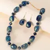 Moderna Cadena de Abalorios Acrílicos Imitación Piedra Natural Azul Retro, Versátil para Primavera y Verano, Joyería de Lujo Ligero de Alta Gama al por Mayor