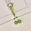 Item Popular Transfronteiriço: Chaveiro de Cereja em Argila Cerâmica com Strass, Pingente para Chave de Carro, Pingente Brilhante de Cereja com Strass para Bolsa, Chaveiro