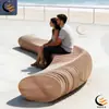 Sillas con Asiento Laminado de Madera Maciza Hechas a Medida, Elegantes Sillas Cuadradas para Exteriores Resistentes a la Corrosión, Bancos de Forma Irregular para Paisajismo de Jardines, Madera Resistente a la Corrosión