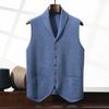 Terno Colarinho Masculino Solto Casual Cor Sólida Colete Ombro Cardigan Jaqueta Outono e Inverno Nova Lapela Cashmere Suéter Sem Mangas