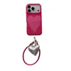 Funda para Teléfono Móvil Ins Estilo Coreano Chica Caliente Rojo Rosa Forma de Corazón Manzana 17Promax Adecuada para 16Pro Doble Capa 18Promax