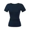 Camiseta Feminina Skims Kardashian Tencel Gola Redonda Manga Curta Verão 2025 Nova Ajustada Elástica Hip-Hop Fitness